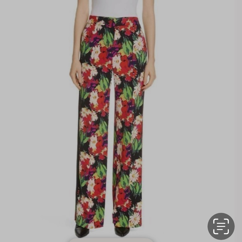 Veronica Beard Grigore Pants Floral High Rise Tuxedo Wide Leg Palazzo / 6